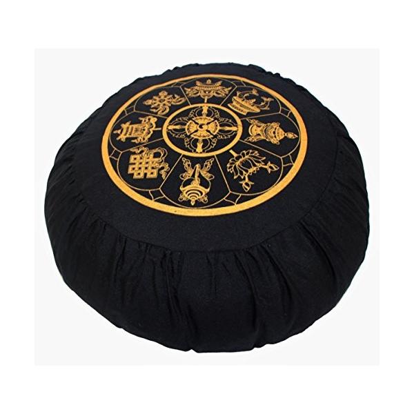 ヨガ フィットネス TS076D5J Boon Decor Meditation Cushion Zafu Lotus Enlightenment and Other Sacred Symbols (8 Auspicious Symbols...