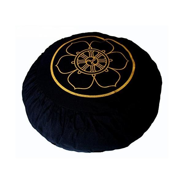 ヨガ フィットネス TS076D5H Boon Decor Meditation Cushion Zafu Lotus Enlightenment and Other Sacred Symbols (Dharma Wheel Black)海...