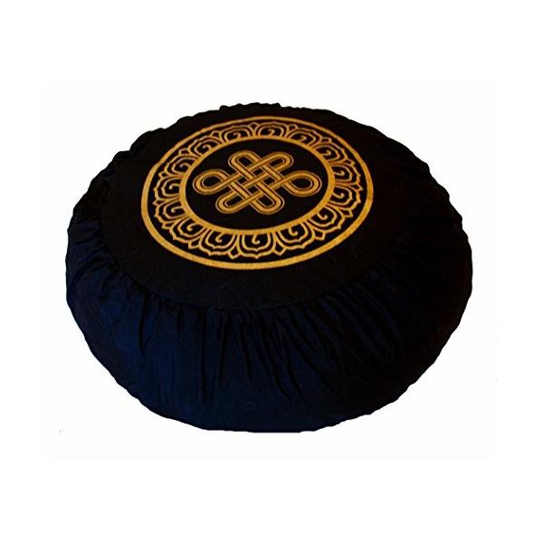 ヨガ フィットネス TS076D5BA Boon Decor Meditation Cushion Zafu Lotus Enlightenment and Other Sacred Symbols (Eternal Knot Black)...