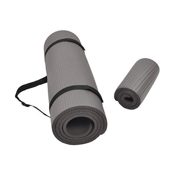 ヨガマット フィットネス BFGY-PLUS-GY Fitvids All Purpose 1/2-Inch Extra Thick High Density Anti-Tear Exercise Yoga Mat and Knee Pad...