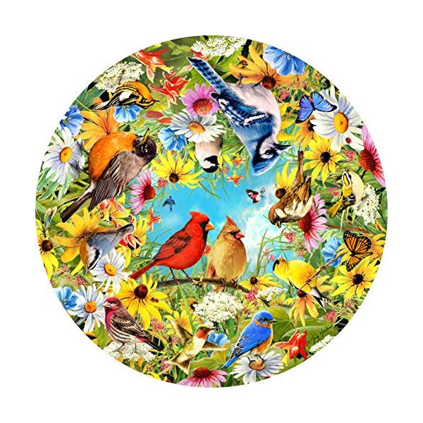 ジグソーパズル 海外製 アメリカ 1411 A Broader View Backyard Birds Round Table Puzzle - 1000 Piec