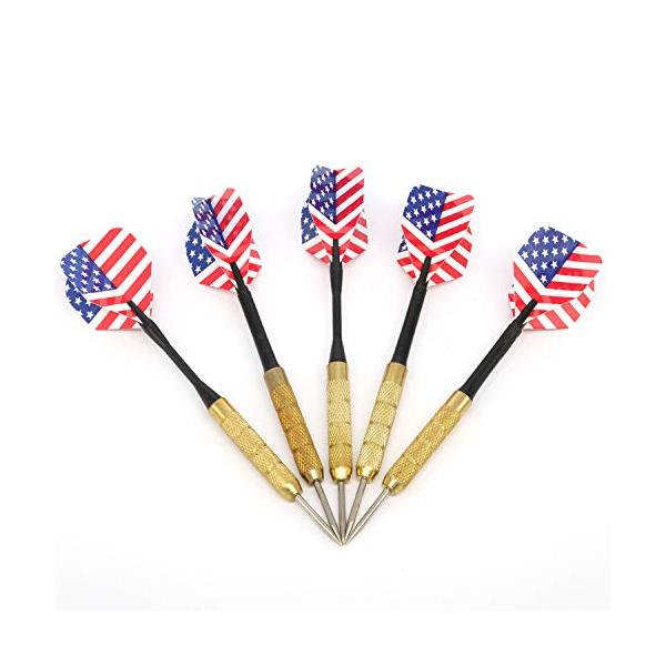 海外輸入品 ダーツ AutoE 5PCS Steel Tip Darts with National Flag Pattern Tips Points Needle Darts (USA)