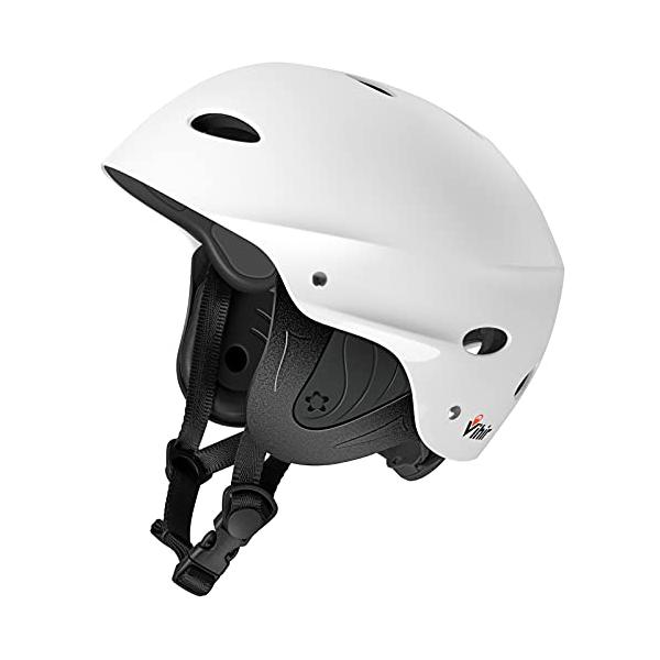 ウォーターヘルメット 安全 マリンスポーツ サーフィン ウェイクボード ニーボード ウィンドサーフィン SB-PL-037-BRWH-M Vihir Adult Water Sports Helmet with Ears - Adjusta...
