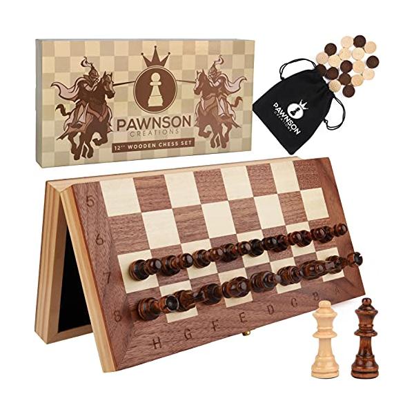 ボードゲーム 英語 アメリカ Magnetic Wooden Chess Checkers