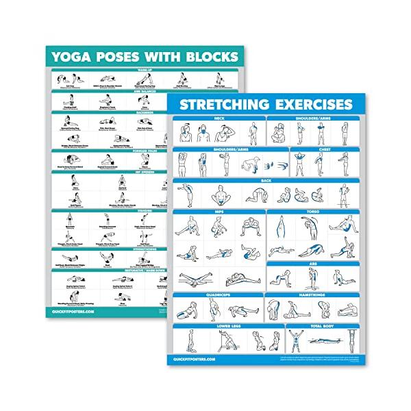 ヨガブロック フィットネス  Palace Learning 2 Pack - Yoga Block Poses + Stretching Exercise Poster Set - Yoga Positions with Blocks C...