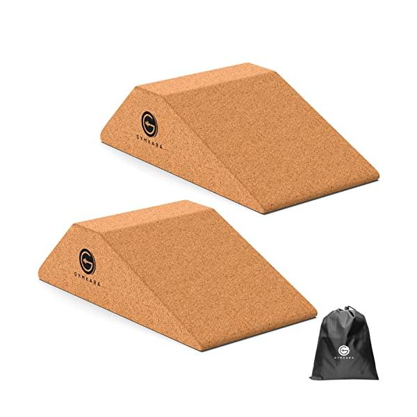 ヨガブロック フィットネス  Gymkara Squat Wedge Block Cork 2 Pack - Non Slip Heel Elevated Wedge and Calf Raise Block - Slant Board f...