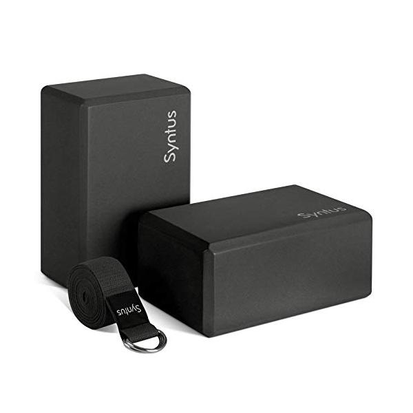 ヨガブロック フィットネス  Syntus Yoga Block and Strap Set, 2 EVA Foam Soft Non-Slip Blocks 9×6×4 inches, 8FT Metal D-Ring Strap for...
