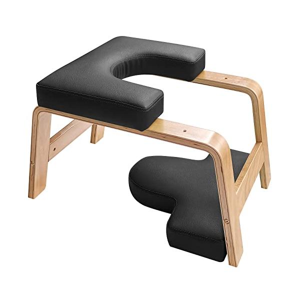 ヨガブロック フィットネス DL100 Restrial Life Yoga Headstand Bench- Stand Yoga Chair for Family, Gym - Wood and PU Pads - Relieve Fa...