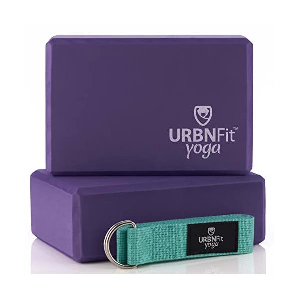 ヨガブロック フィットネス URN-SPO-YOGBLOK-2PUR URBNFit Yoga Blocks 2 Pack - Sturdy Foam Yoga Block Set with Strap for Exercise, Pila...