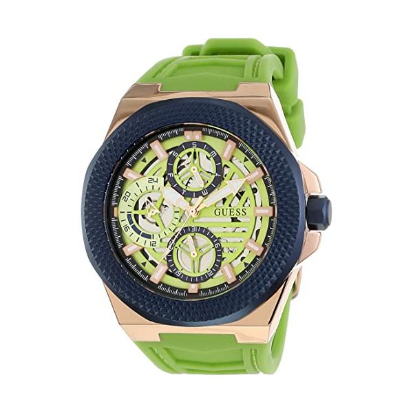 腕時計 ゲス GUESS GW0577G3 Guess Men's 44mm Watch - Lime Green Strap Blue Dial Two-Tone Case