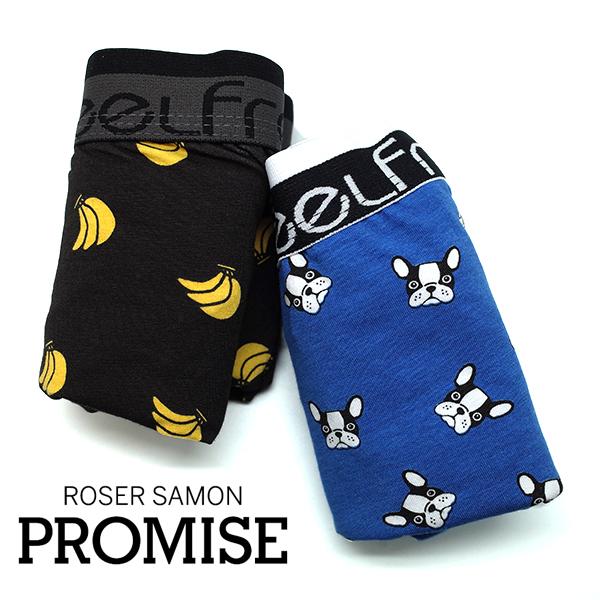 M L サイズ メンズボクサーパンツ 2枚セット コットン ボストンテリア バナナ柄 スペインブランド Feel Free By Promise 男性下着 青 黒 Pro Banana Manifica 輸入下着のマニフィカ 通販 Yahoo ショッピング