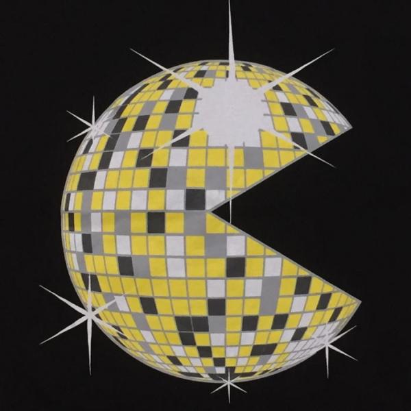 おもしろTシャツ 口を開けたミーラボール君『 パクパク ミラーボール』 コミカルTシャツ ファンキーＴシャツ  Mirror Ball Pac-Man Design T-Shirt ユニセックス