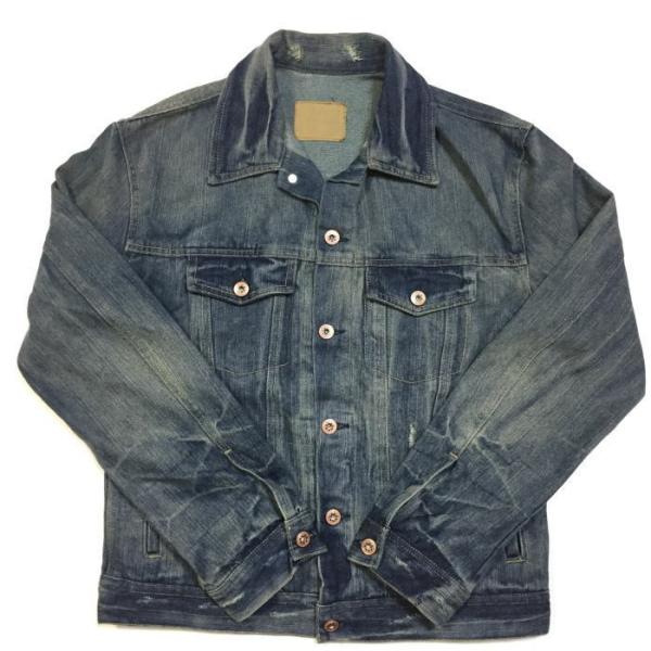 新品　ヴィンテージ　ユーズド加工　デニムジャケット　Gジャン　トラッカージャケット　ネイビー　denim trucker jacket　vintage Lサイズ