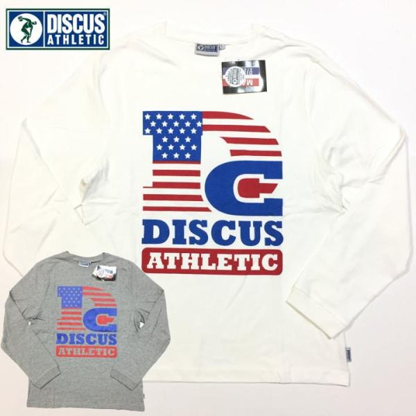 売り切り　新品　DISCUS　ディスカス　ロンＴ　長袖Tシャツ 星条旗　デザイン　ロゴロンT　プリント　DISCUS ATHLETIC　アメリカ　メンズ　レディース
