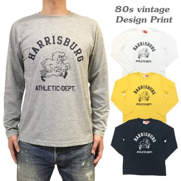 新品　80年代　アメリカ　ヴィンテージ　デザイン　ロンＴ　長袖Tシャツ 綿ポリ　イーグル　EAGLE　キャラクター　プリント　メンズ　レディース
