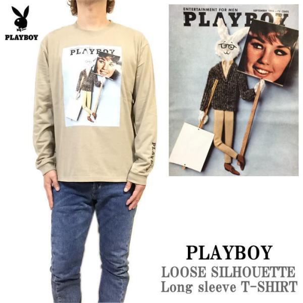 PLAYBOY ロンT 長袖Ｔシャツ プレイボーイ ロンT ヘビーウエイトＴシャツ フォトプリント ルーズシルエット 長袖 ロングスリーブ ストリート ユニセックス