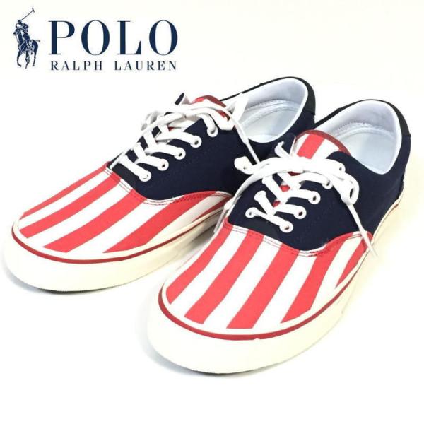 正規インポート商品 ポロ ラルフローレン スニーカー ソートン Polo Ralph Lauren THORTON アメリカンフラッグ キャンバス 星条旗デザイン 星条旗