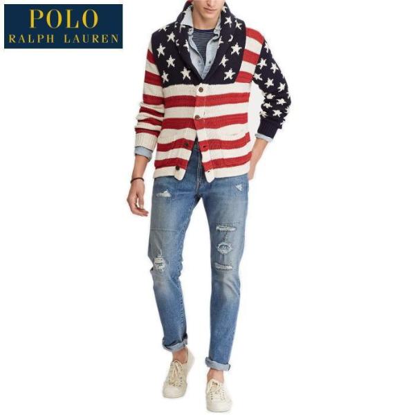 POLO RALPH LAUREN　ポロ ラルフローレン  フラッグ コットンブレンド カーディガン 星条旗カーディガン ラルフローレン