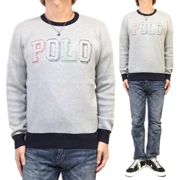 POLO RALPH LAUREN ポロ ラルフローレン  メンズＭ相応 POLO ロゴ スケッチデザイン コットン セーター ボーイズＸＬ 綿100％ ユニセックス