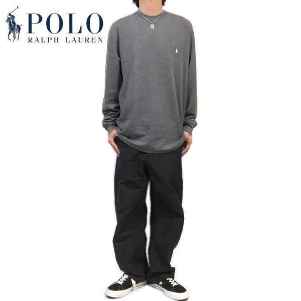 POLO RALPH LAUREN ポロ ラルフローレン 長袖Ｔシャツ ワッフルロンＴ サーマルロンＴ グレー XLサイズ サーマルTシャツ インポート正規品