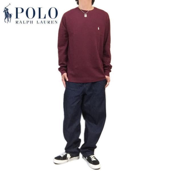 POLO RALPH LAUREN ポロ ラルフローレン 長袖Ｔシャツ ワッフルロンＴ サーマルロンＴ マルーン Ｌサイズ サーマルTシャツ インポート正規品