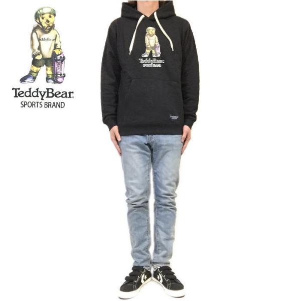 テディベア Teddy bear スケートベア 裏毛 パーカー プルオーバー パーカー メンズ レディース ジェンダーレス ユニセックス ブラック