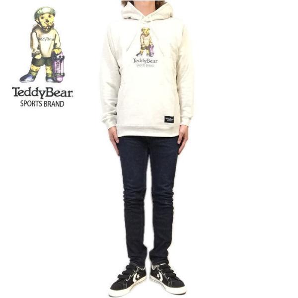 テディベア Teddy bear スケートベア 裏毛 パーカー プルオーバー パーカー メンズ レディース ジェンダーレス ユニセックス オートミール