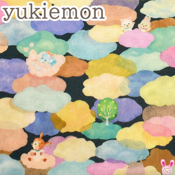 ちょっと大きめより大きいけど、400円　yukiemonファブリック生地使用 ユキエモン くもあられ Cネイビー系 松浦由起江さん ローン生地 DP