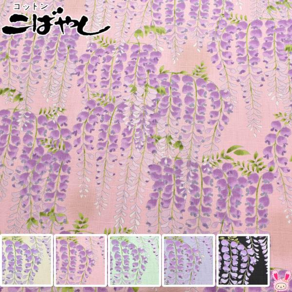 藤の花文様　サザンクロス生地　 KTS7094　コットンこばやし　(30cm以上10cm単位切り売り)☆