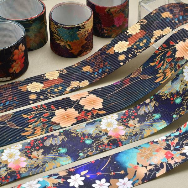 和柄　38mm幅　柄1〜8　約1ｍ（98ｃｍ）カット済み　「グログランリボン　／　サテンリボン　プリントリボン　印刷リボン」