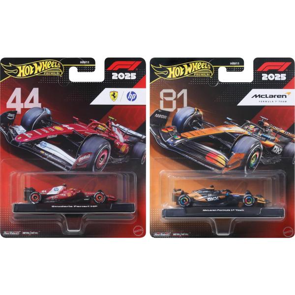 ホットウィール F1 スクーデリアフェラーリHP #44 + マクラーレン フォーミュラ1 チーム #81 2種セット (JKD86 JKD81) (マテル ミニカー おもちゃ)