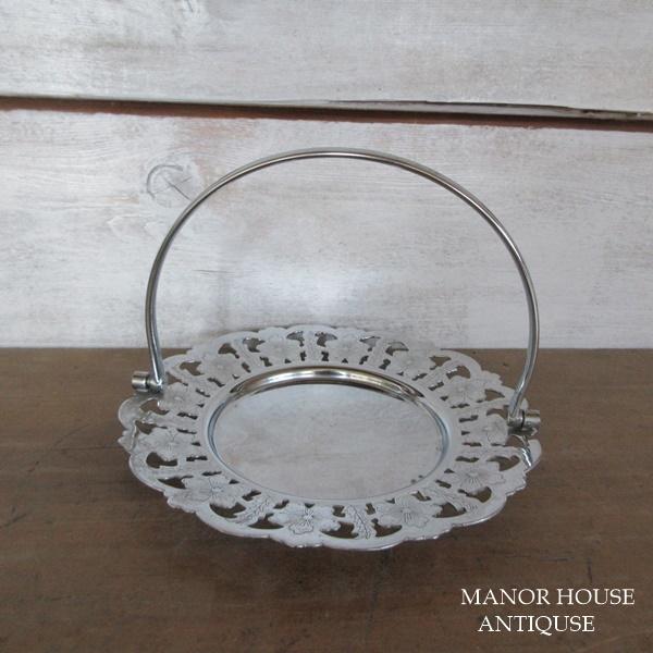 イギリス 金属製 透かし彫り ハンドル付き 小物トレー インテリアトレー 英国  interiorgoods 1261sc