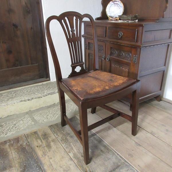 イギリス アンティーク 家具 ダイニングチェア リアルレザー 椅子 イス