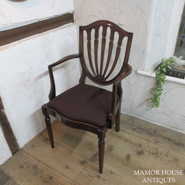 イギリス アンティーク 家具 アームチェア ダイニングチェア ヘップルホワイト 木製 マホガニー 英国 DININGCHAIR 4814e