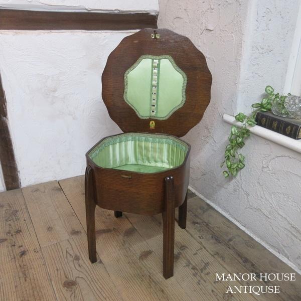 イギリス アンティーク 家具 ソーイングボックス収納 木製 オーク 英国