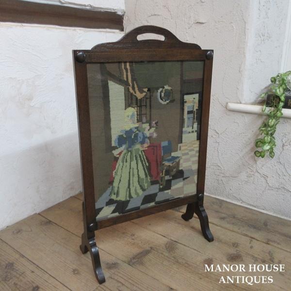 イギリス アンティーク 家具 ファイヤースクリーン 衝立 刺繍 英国 6840d イギリス アンティーク 家具 ファイヤースクリーン 衝立