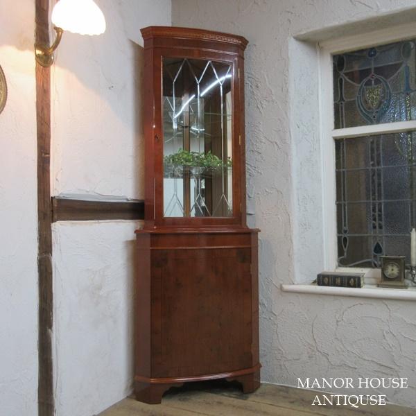 イギリス アンティーク 家具 コーナーキャビネット 飾り棚 英国 6400d