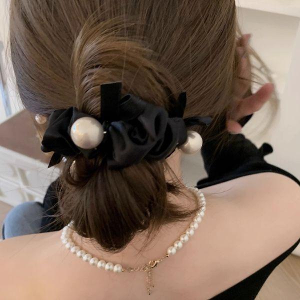 シュシュ ヘアアクセサリー ヘアゴム ヘアアクセ パール リボン まとめ髪 かわいい おしゃれ 韓国