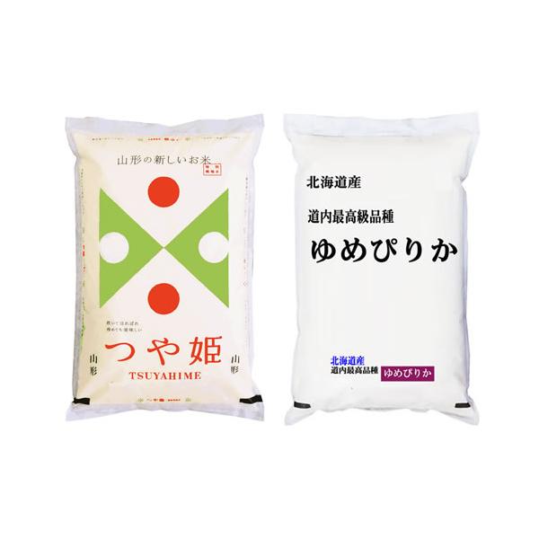 ゆめぴりか 5kg & つや姫 セット 5kg×2袋×2種類。20kg 少し値引 食べ比べセット 北海道産ゆめぴりか 山形県産つや姫 各5kg 化粧箱入 令