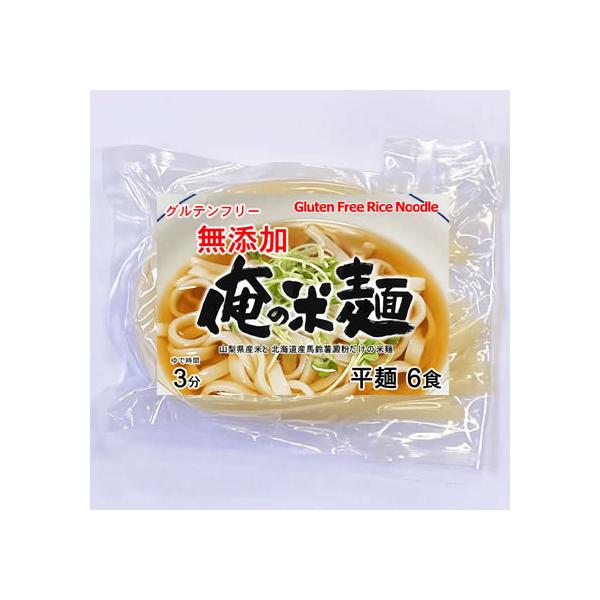 俺の米麺 平麺 6食分-無添加　山梨県産米と北海道産馬鈴薯澱粉だけの米麺 グルテンフリー 投函便