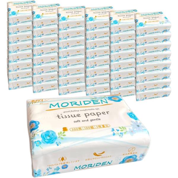 41-LIFE ソフトリッチ ティッシュ ソフトパック 2ケース48パック 300枚100組 3枚重ね 大容量 まとめ買い コンパクト 無添加
