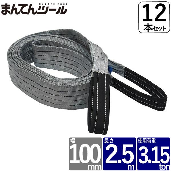 FREAK 箱売12本 ベルトスリング 幅100mm 長さ2.5m スリングベルト