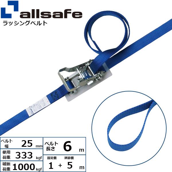 ラッシングベルト ループ 幅25mm 長さ1+5m 青 ベルト荷締め機 ワッカ