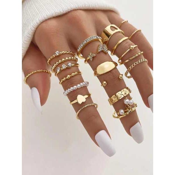 ● Name: リングセット● 素材: 高品質の合金● カラー: ゴールド● スタイル: トレンディー &amp; クラシック &amp; 時代を超越● 性別: 女性 &amp; 10代の女の子● シーン: パーティーバースデーフェスティバ...