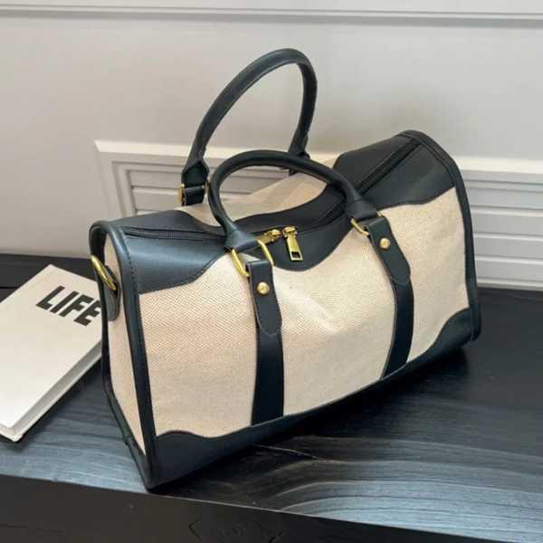 Name: Gym bag Color: black, brown Material: Canvas, PU leather Size: small size 32*21*14cm, large size 43*27*19cm Weight...