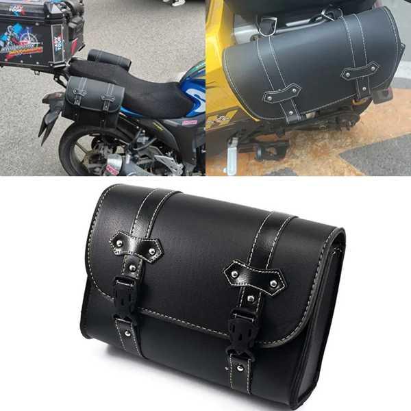 互換品】モトサドルバッグモデルサイドPUレザー荷物サドルバッグ 収納