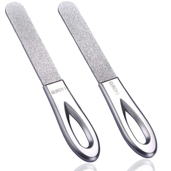 GUROYI 爪やすり 爪磨き 2個セット 高級エメリーステンレス製 両面削れる ダイヤ