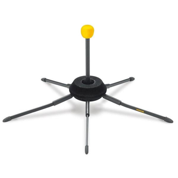 楽器のベルに納められるので、余分な収納スペースが要りません。設置高さ:180mmベース半径:170mm重量: 300 g折畳サイズ: 180x70mm