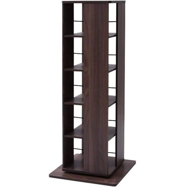 山善(YAMAZEN) 回転本棚 幅45×奥行45×高さ115.5cm 5段 壁付け・角置き
