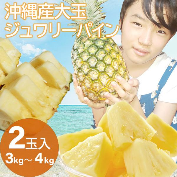大玉果汁たっぷりジューシージュワリーパイン9.3K前後（ハワイ種のN）東村産 沖縄産 パイナップル 大玉(3kg〜4kg )2玉入 完熟パイン ジュワリー
